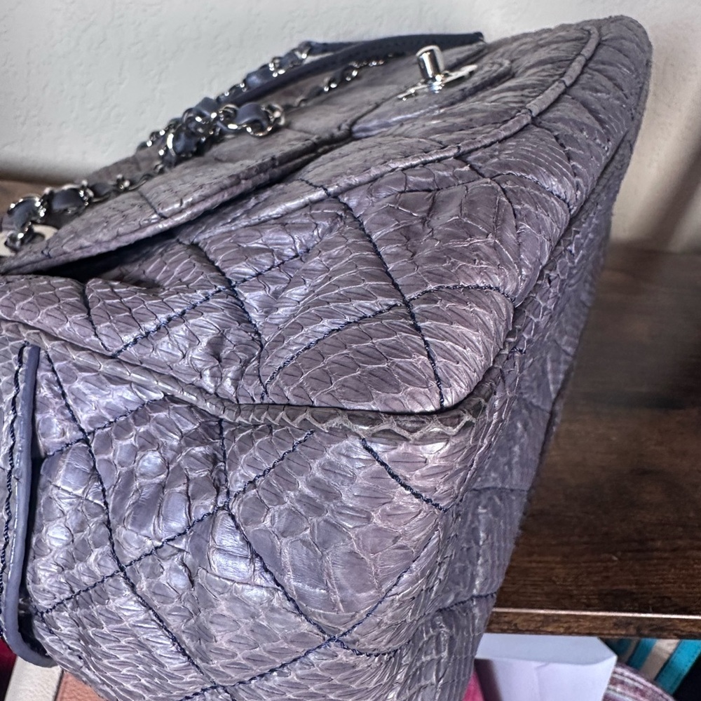 Authentic Python Chanel Metallic Large Shoulder Bag - Picture 10 of 16